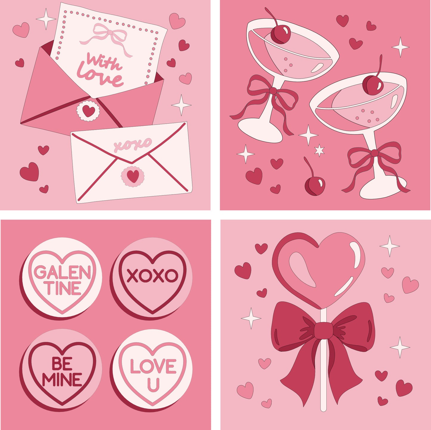 Bundle of 4 Galentines Paint by Numbers set